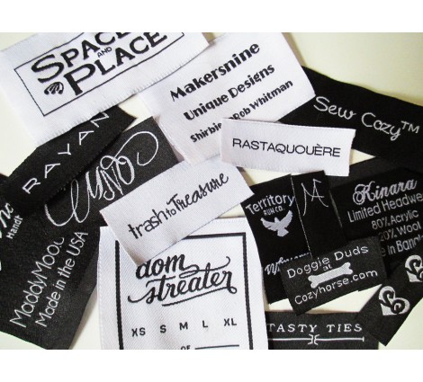 Woven Damask clothing labels - Black and White