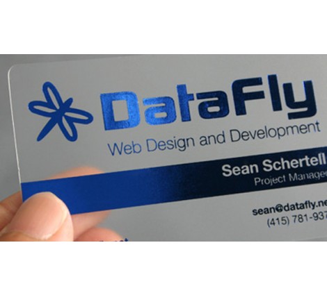 Frosted plastic with blue metallic foil