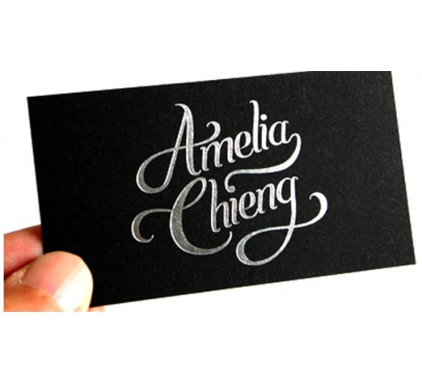 14PT Black matte card - Silver foil