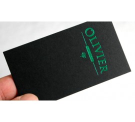 14PT Black matte card - Green foil